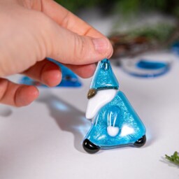 Fused Glass Santa Christmas Ornament Handmade Winter Suncatcher - thumbnail 2
