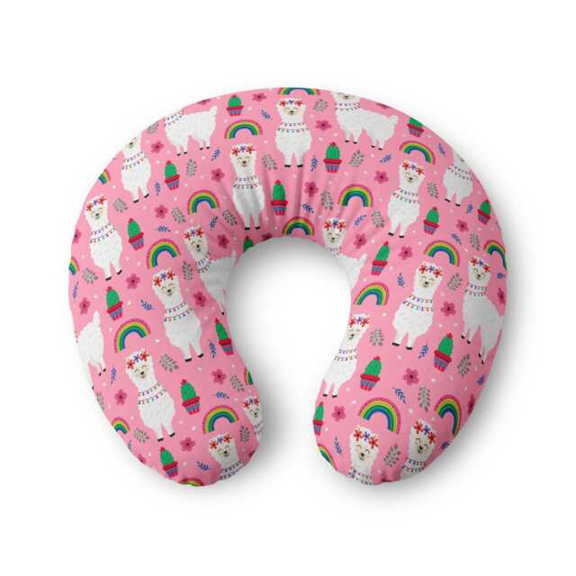Pink Llama Rainbows Nursing Pillow Cover - Nursery Feeding Case - image 1