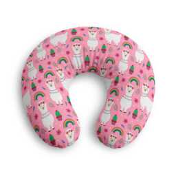 Pink Llama Rainbows Nursing Pillow Cover - Nursery Feeding Case - thumbnail 2