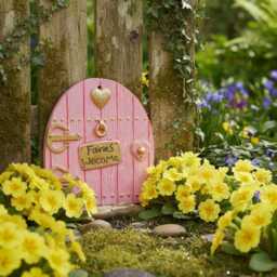 Large Pink Fairy Door, Home, Garden Or Tree Decor, Handmade Handpainted Ornament, Enchanted Magical Gift, Size 7. 1/4In High - thumbnail 3