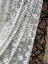 Anna French Ivory Lace Curtain Panel Indra 14 Point Floral Toile Design - 68x100 - thumbnail 1