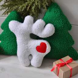 Christmas Reindeer Pillow - Home Decor - Gift Idea Holiday Winter Throw - thumbnail 3