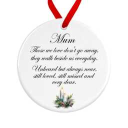 Mum Memorial Ornament Ceramic White Candle Remembrance Bauble Those We Love Don't Go Away - thumbnail 4