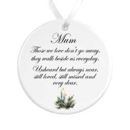 Mum Memorial Ornament Ceramic White Candle Remembrance Bauble Those We Love Don't Go Away - thumbnail 1