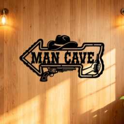 Western Cowboy Man Cave Metal Wall Sign, Revolver Hat Beer Bottle Arrow Shape Iron Plaque, Rustic Decor - thumbnail 3