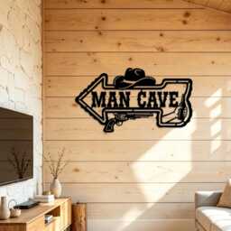 Western Cowboy Man Cave Metal Wall Sign, Revolver Hat Beer Bottle Arrow Shape Iron Plaque, Rustic Decor - thumbnail 4