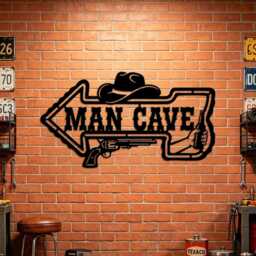 Western Cowboy Man Cave Metal Wall Sign, Revolver Hat Beer Bottle Arrow Shape Iron Plaque, Rustic Decor - thumbnail 2