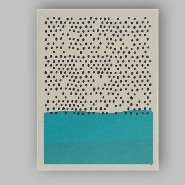 Minimalist Black Polka Dot Pattern With Teal Colour Block Canvas Wall Art Print Decor Picture Ready To Hang - image 1
