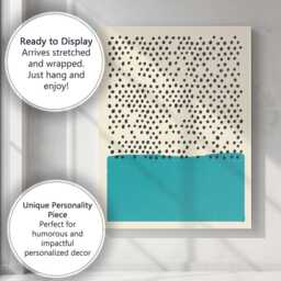 Minimalist Black Polka Dot Pattern With Teal Colour Block Canvas Wall Art Print Decor Picture Ready To Hang - thumbnail 3