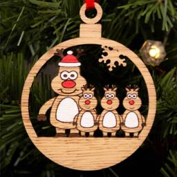 Single Father Christmas Decoration, Personalised Bauble, Parent Ornament, Reindeer Boy Or Girl, Tree Santa - thumbnail 3