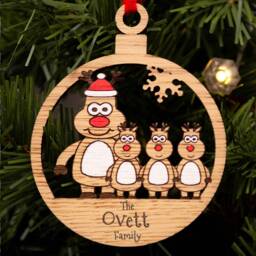 Single Father Christmas Decoration, Personalised Bauble, Parent Ornament, Reindeer Boy Or Girl, Tree Santa - thumbnail 2