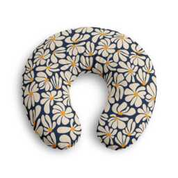 Daisy Floral Pattern Nursing Pillow Cover - Navy White Yellow - thumbnail 2
