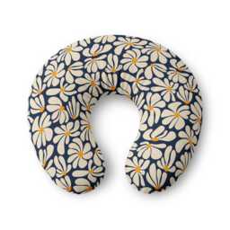 Daisy Floral Pattern Nursing Pillow Cover - Navy White Yellow - thumbnail 1