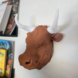 Red Devon Bull Head - Wall Mount Animal Art 3D Printed - thumbnail 3