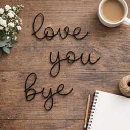 Love You Bye Wire Art Wall Sign - Hallway Home Decor Hanging - thumbnail 3