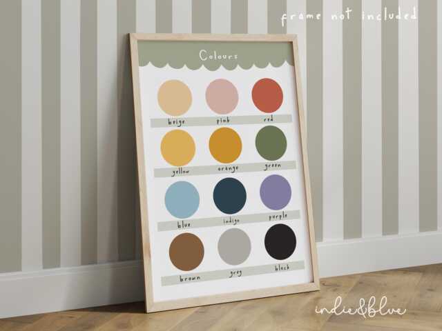 Colours Chart Print, Emotions Educational Learning Poster, Classroom Decor, Education Montessori Neutral Playroom Prints - image 1