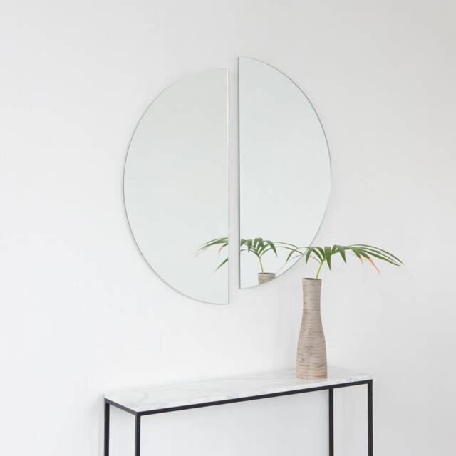 Set Of 2 Luna??? Half-Moon Frameless Modern Round Mirrors - Large, Xl - image 1