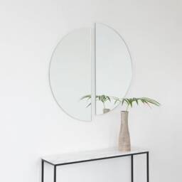 Set Of 2 Luna??? Half-Moon Frameless Modern Round Mirrors - Large, Xl - thumbnail 1