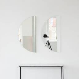 Set Of 2 Luna??? Half-Moon Frameless Modern Round Mirrors - Large, Xl - thumbnail 3
