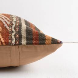 Vintage Turkish Kilim Pillow Cover Handwoven Wool Throw - 16x16 - thumbnail 4