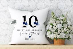 Personalised Floral Anniversary Cushion, Keepsake Gift - thumbnail 1