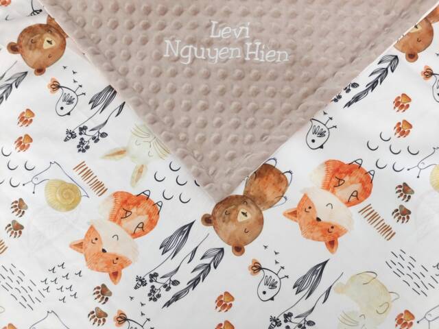 Personalized Baby Blanket Animal Boy Name Shower Gift Double Minky Newborn Christmas For Kids - image 1