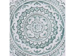 Hand Painted Mandala Tile Aqua Ceramic Wall Art - 30cm - thumbnail 1