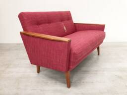 Vintage Inspired Danish Model 55 Mid Century 50S 60S 2 Seat Cocktail Sofa Settee in Raspberry - thumbnail 1