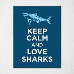 Keep Calm & Love Sharks - Fine Art Print Choice Of Color Purchase 3 Receive 1 Free Custom Prints Available - thumbnail 2