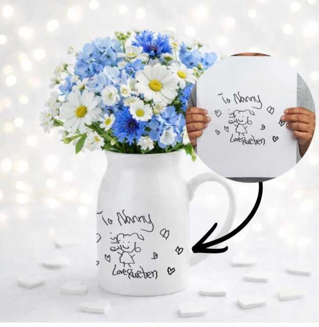 Personalised Hand Drawn Message Vase, Mothers Day Gifts, Gift For Mum, Mom, Ceramic Vase - image 1
