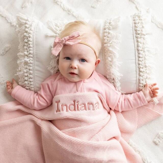 Personalised Cotton Knit Baby Blanket Blush - image 1