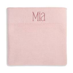 Personalised Cotton Knit Baby Blanket Blush - thumbnail 2