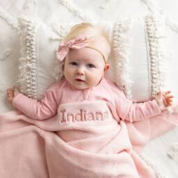 Personalised Cotton Knit Baby Blanket Blush