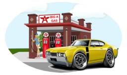 1968 Cutlass 442 Gas Station Wall Decal Oldsmobile Classic Car Vinyl Home Garage Decor - thumbnail 1