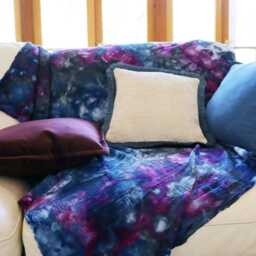Blue & White Chenille Cushion Cover Only With Cotton Fringe - thumbnail 3