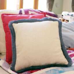 Blue & White Chenille Cushion Cover Only With Cotton Fringe - thumbnail 2