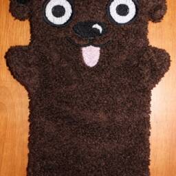 Child Size Puppy Cotton Hooded Bath Towel For Kids & Babies Dark Brown With Black Ears - Personalization Available - thumbnail 3