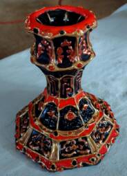 Indian Pair Of Black Baroque Style Crystal Candlestick Holders - thumbnail 1