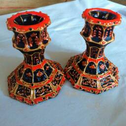 Indian Pair Of Black Baroque Style Crystal Candlestick Holders - thumbnail 2