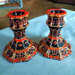 Indian Pair Of Black Baroque Style Crystal Candlestick Holders - thumbnail 3