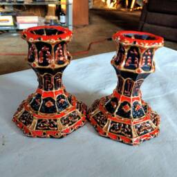 Indian Pair Of Black Baroque Style Crystal Candlestick Holders - thumbnail 4
