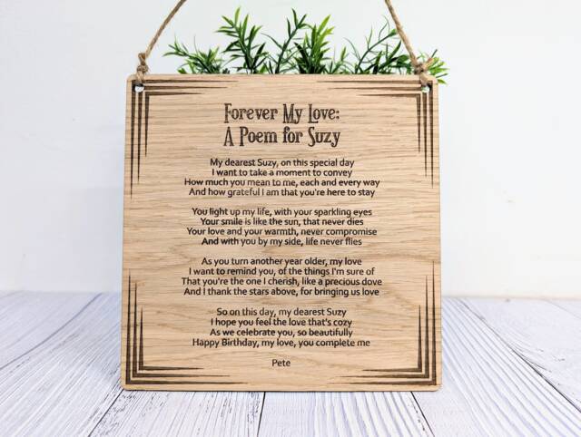 Custom Poem & Message Sign - Oak Veneer Mdf Personalised Wall Art Thoughtful Home & Office Decor, Eco-Friendly Design, Engraved Plaque - image 1