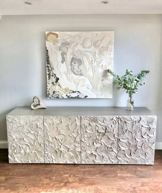 Extra Large Silver Textured Sideboard Handmade Oak Credenza - image 1