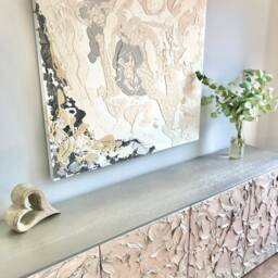 Extra Large Silver Textured Sideboard Handmade Oak Credenza - thumbnail 3