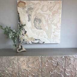 Extra Large Silver Textured Sideboard Handmade Oak Credenza - thumbnail 2
