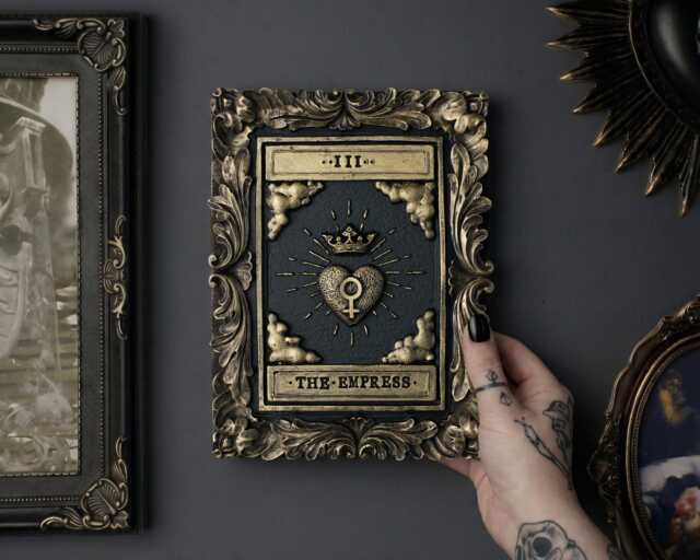 Empress Tarot Card Wall Art - Black Gold Original Gothic Home Decor - image 1