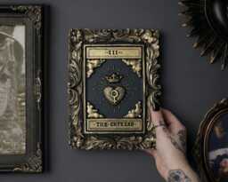 Empress Tarot Card Wall Art - Black Gold Original Gothic Home Decor - thumbnail 1