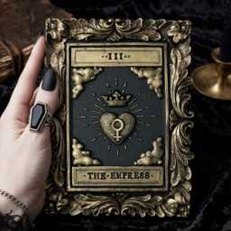Empress Tarot Card Wall Art - Black Gold Original Gothic Home Decor - thumbnail 2