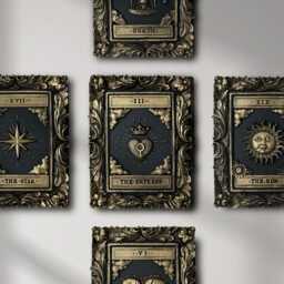 Empress Tarot Card Wall Art - Black Gold Original Gothic Home Decor - thumbnail 3