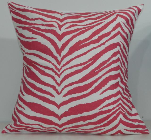 New 18x18 Inch Designer Handmade Pillow Case. Zebra Print in Pink & White